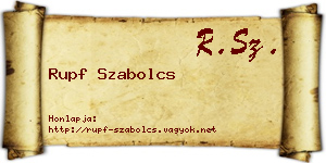 Rupf Szabolcs névjegykártya